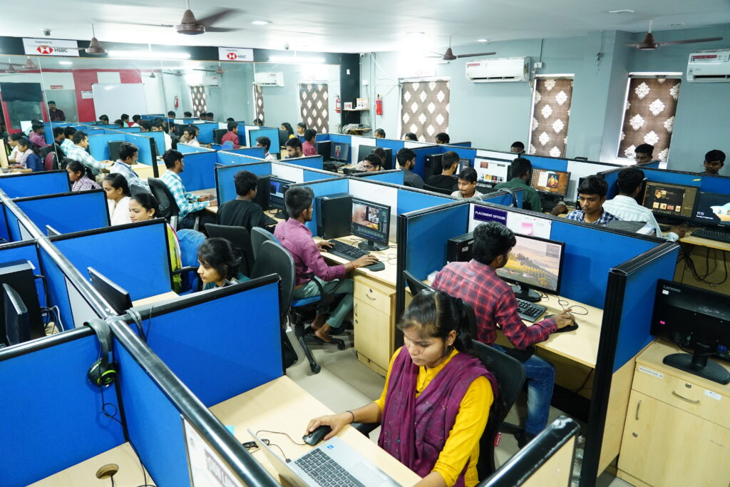 Trainees at work in the Ashray Akruti skill development centre